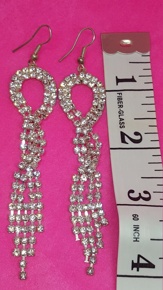 Gorgeous vintage sparkly crystal long earrings se… - image 3