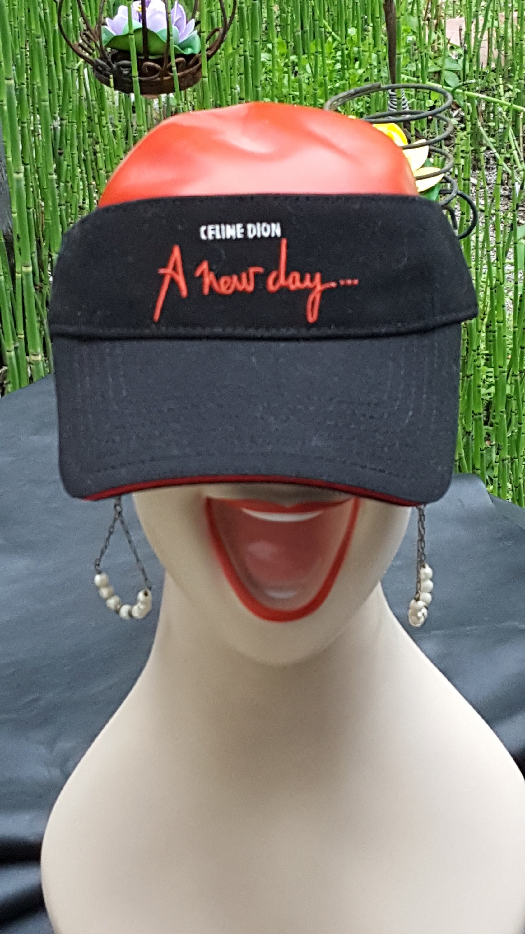 Vintage Celine Dion visor A New Day black cotton visor cap