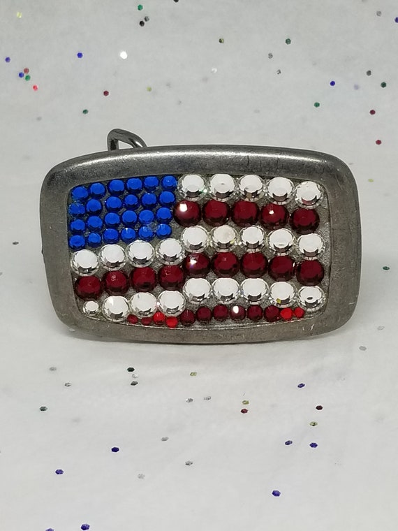 Patriotic crystal Belt Buckle Rhinestone Jeweled American Flag Belt Buckle | eBay main image 4