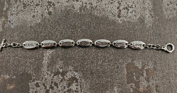 Cool vintage silver inspirational charm bracelet … - image 5