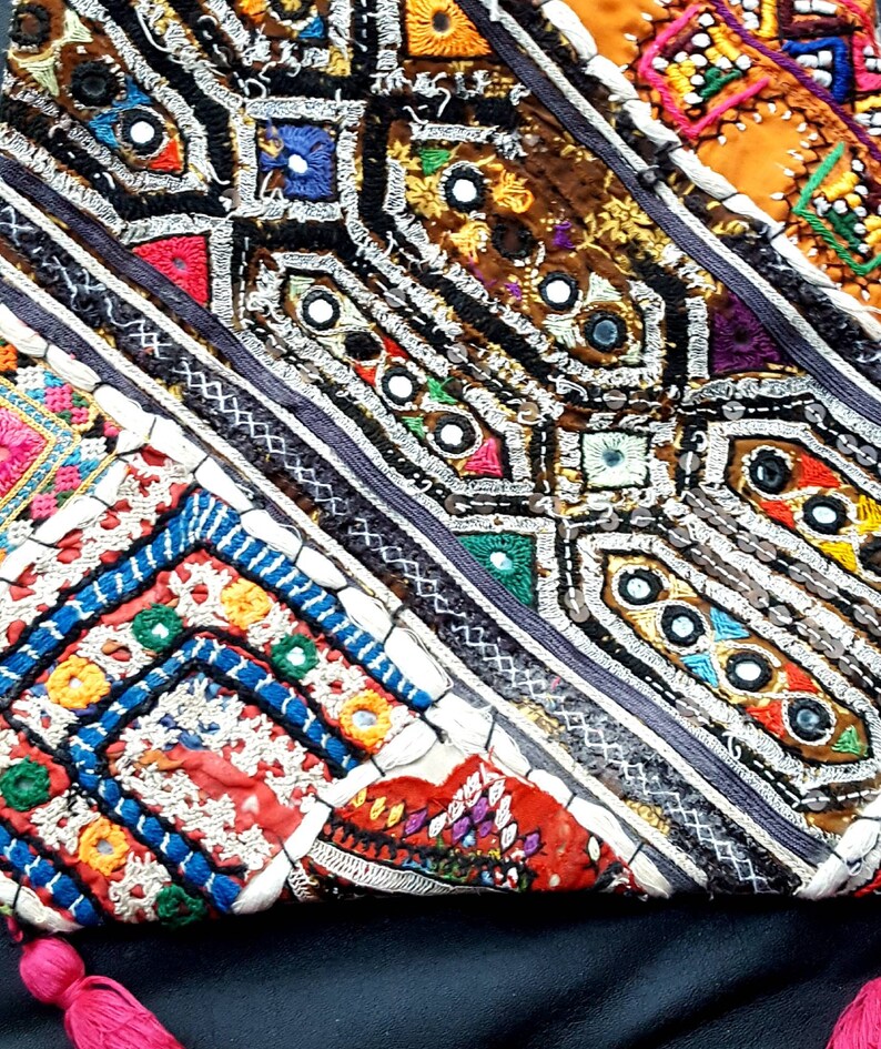 Awesome vintage hippie patchwork embroidered crossbody bag amazing handmade tribal bohemian purse indian native tribe ethnic gorgeous sling image 2