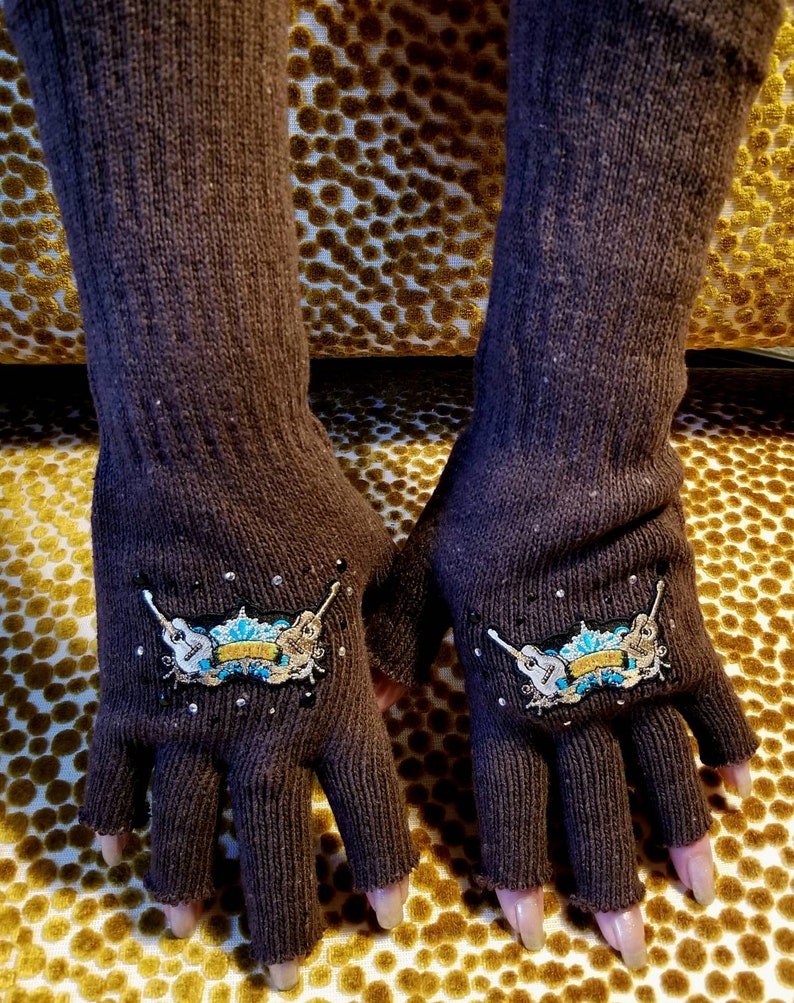 Amazing Fingerless Gloves Guitars Rocker Festival Rocknroll Etsy