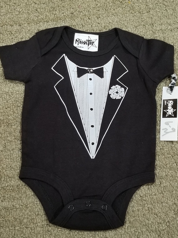 Baby Boy Tuxedo One Piece Bodysuit Black Tie Formal Outfit for Infants Babies Punk Rocker Tux Crawler Toddler Baby Black Tuxedo Outfit Etsy Canada
