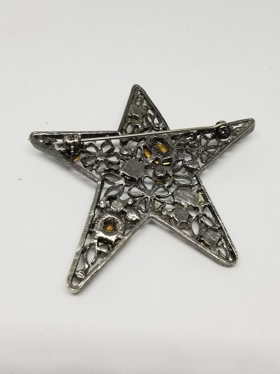 Gorgeous vintage 80s gemstone star brooches pin c… - image 3
