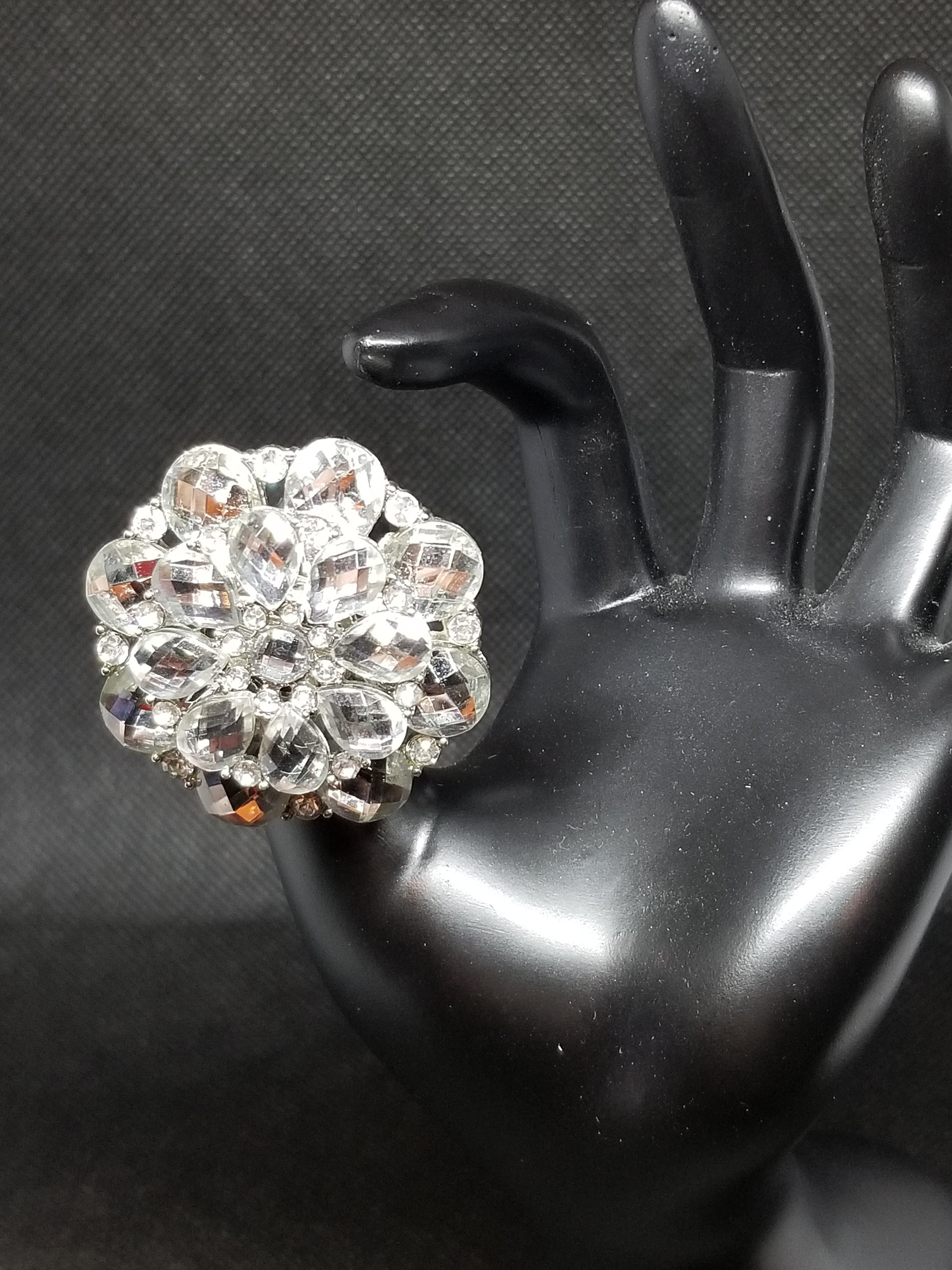 Awesome Crystal Big Flower Ring Stunning Costume Jewelry Wedding ...
