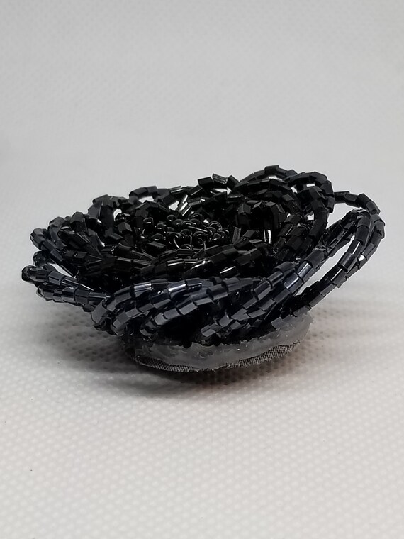 Gorgeous vintage black glass bugle beads shoe cli… - image 5