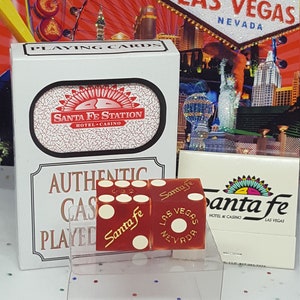 Awesome vintage Santa Fe Station Las Vegas dice bones craps shooter tablegames souvenir cards matches smoker gambler gift collector mancave