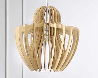 Pendant Light Large, Modern Chandelier lighting, Modern Dining Light, Wood Ceiling Lamp Shade, hanging lights Fixture, Wood Hanging Light