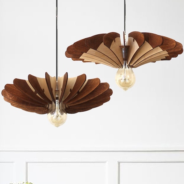 Suspension en bois, lustre en bois moderne, abat-jour en bois, abat-jour de style scandinave, luminaire de plafond, suspension minimaliste