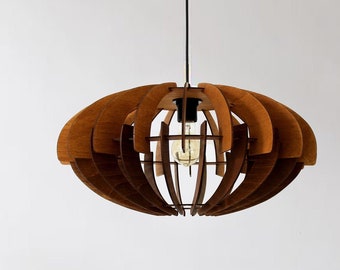 Pendant Light, Wood Scandinavian Ceiling Lamp, Dining Hanging Light, Ceiling Lighting Fixture, Modern Chandelier, Wooden Lamp Shade, Minimal