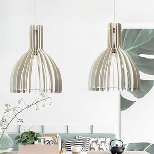 Pendant Light Wood Ceiling Lights Hanging Dining Lamp Fixture Modern Chandelier Lighting Geometric Lamp White Lamp Shade Contemporary white White