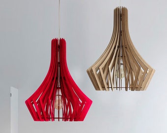 Red Pendant Light, Modern Wood Light, Ceiling Lighting, Dining Hanging Light , Rustic Pendant Light, Lighting Fixture, Chandelier Minimal