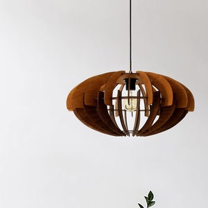 Black pendant light, Modern Chandelier, Geometric Chandelier Lighting, Dining Hanging Light, Ceiling Lighting Fixture, Wooden Lamp Shade image 6