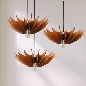 Scandinavian wooden pendant lights, inspired from Japanese umbrellas shape. will be great addition above the kitchen island, dining table