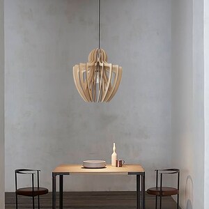 Wood Pendant Light, Modern Light, Mid Century Chandelier, Hanging Wood Lampshade, Ceiling Lamp, Industrial light Fixture, Scandinavian image 5