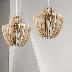 Wood Pendant Light, Modern Light, Mid Century Chandelier, Hanging Wood Lampshade, Ceiling Lamp, Industrial light Fixture, Scandinavian image 6