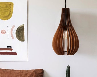 Wood Pendant light Hanging Lamp, Minimalist Lighting Dining, Dining Light Fixture, Modern Chandelier Lighting Contemporary Lamp Shade rustic