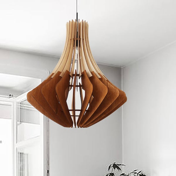 Wood Pendant Light, Rustic Chandelier Lighting, Dining Hanging Light, Ceiling Lighting Fixture, Modern Chandelier, Scandinavian Design Light