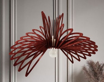 Moderne hanglamp, hangende eetkamerlamp, plafondlamp, minimale lampenkap, houtlicht, hedendaagse plafondlamp hanglamp