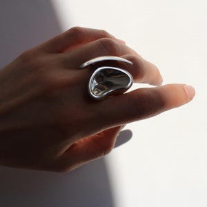 Silver Large Ring, Sculptural Ring, Bold Ring, Adjustable Statement Rings, Architectural Style Ring, Chunky Ring, Unusual Armenian Gift