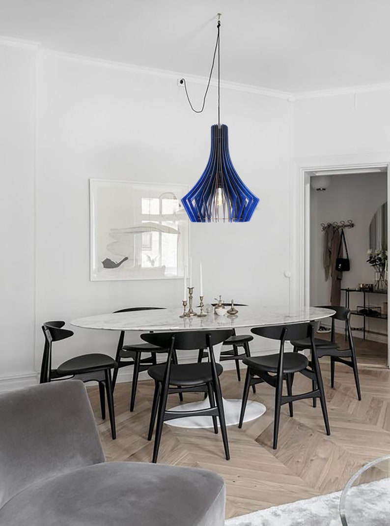 navy blue pendant light, geometric pendant light, modern hanging lamp shade, Scandinavian design