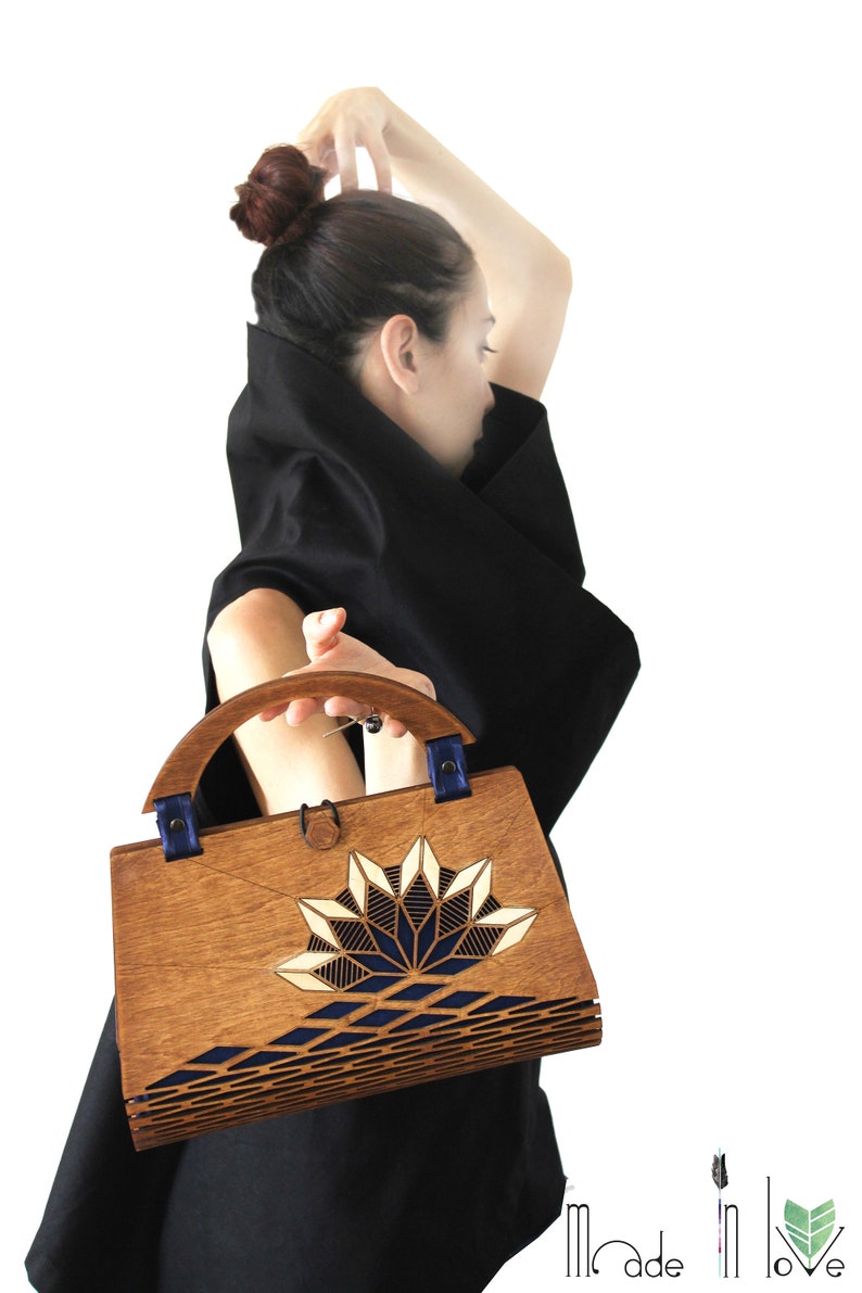 Wood Top Handle Bag Gift Idea for Her Silk Formal Evening Etsy