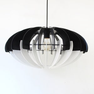 Black pendant light, Modern Chandelier, Geometric Chandelier Lighting, Dining Hanging Light, Ceiling Lighting Fixture, Wooden Lamp Shade image 5