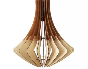 Wood Pendant Light, Modern Chandelier Lighting, Dining Ceiling Light fixture, Hanging Lamp-shade Scandinavian Style