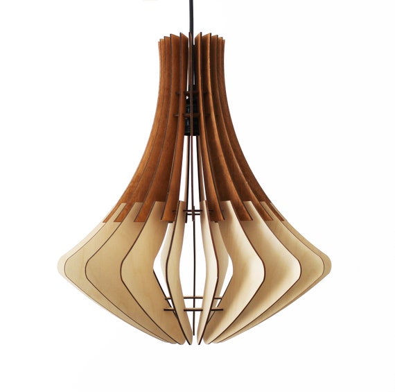 Wood Pendant Lamp / Elegant Chandelier / Hanging Lamp / Contemporary Dining Light / Modern Ceiling Lamp / Minimalist Lamp / Light Fixture