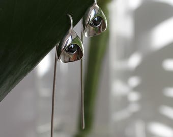 Silver Earrings, Flower Long Earrings, Nature Flower Earrings, Dainty Earrings, minimalist earrings, Elegant birthday gift for her gift