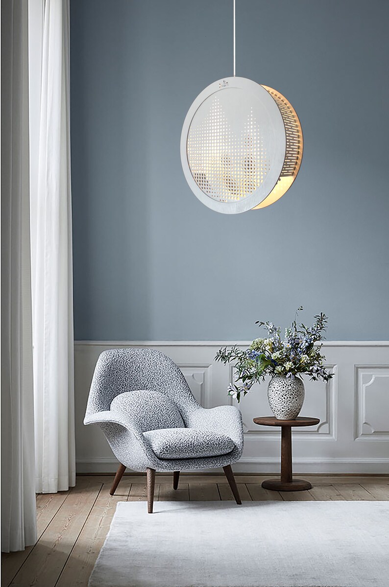 Modern White Pendant Light, Minimalist Scandinavian Light Fixture, Dining Light, Dining Light, Minimalist Lamp, Chandelier, Ceiling Light image 2