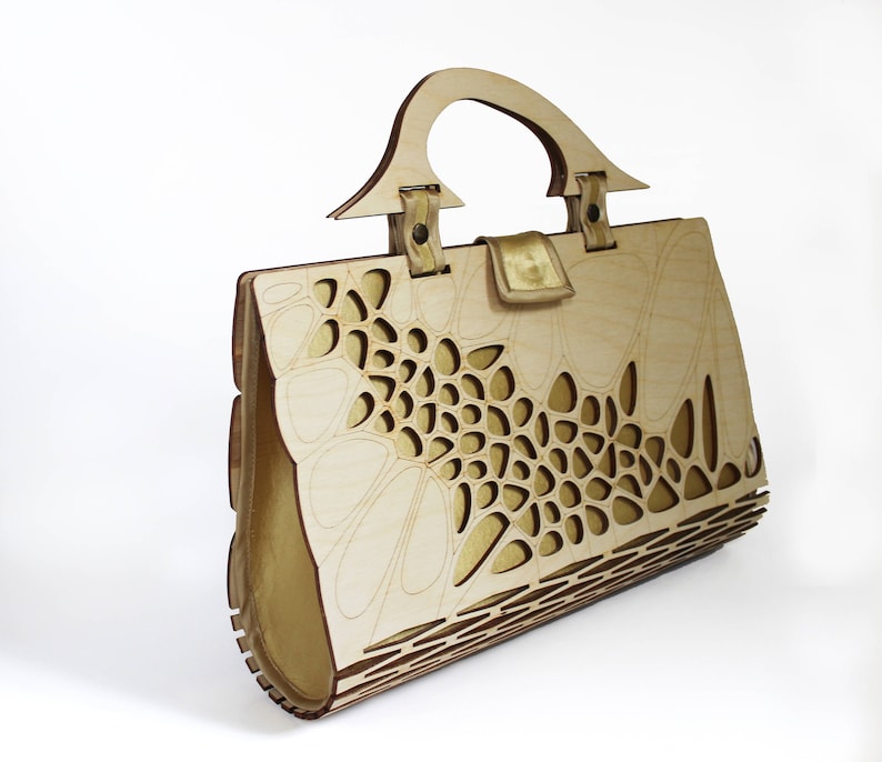 Wooden Handbag Clutch Bag Wood Bag Silk Handbag Modern Etsy