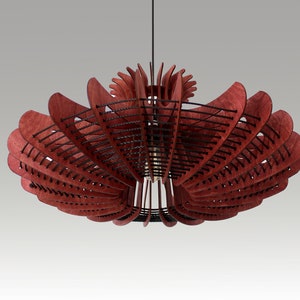 Grote hanglamp, moderne kroonluchterverlichting, hangende eetlamp, plafondlamp, houten geometrische lamp rustieke verlichting kwallen afbeelding 9