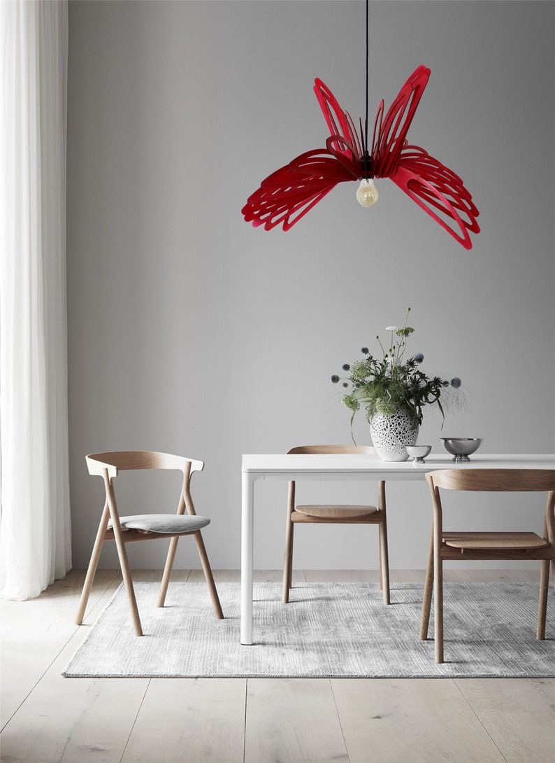 Modern Pendant Light Hanging Light Chandelier Lamp Shade Ceiling Wood Light Fixture Modern Hanging Light Dining Bedroom Wood Light Discount image 6