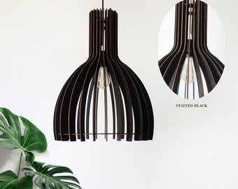 Pendant Light Wood Ceiling Lights Hanging Dining Lamp Fixture Modern Chandelier Lighting Geometric Lamp Black Lamp Shade  Contemporary light