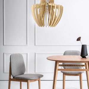 Wood Pendant Light, Modern Light, Mid Century Chandelier, Hanging Wood Lampshade, Ceiling Lamp, Industrial light Fixture, Scandinavian image 2