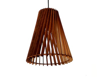 Scandinavian Style Wood Pendant Light, Minimalist Hanging Light, Modern Lampshade, Ceiling Lighting Fixture, Industrial Lamp, geometric