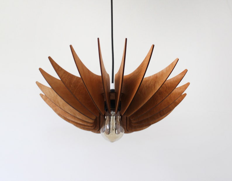 Wood Pendant Light, Scandinavian light fixture, Dining light, bedroom light, kitchen island lamp shade, Wood Chandelier, ceiling lighting image 4