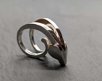 Silver statement ring, Aries Zodiac Sign Jewelry, Chunky Solid silver Handmade ring, modern style bold