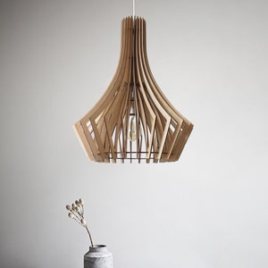 wooden pendant light, Scandinavian light, minimalist light, geometric shape light