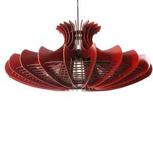 Grote hanglamp, moderne kroonluchterverlichting, hangende eetlamp, plafondlamp, houten geometrische lamp rustieke verlichting kwallen afbeelding 3