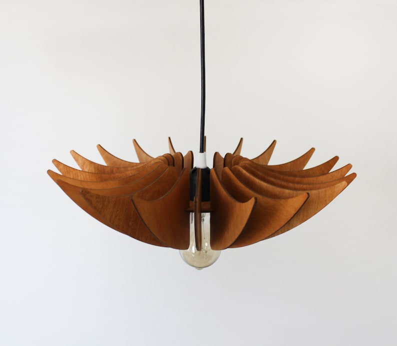 Wood Pendant Light, Scandinavian light fixture, Dining light, bedroom light, kitchen island lamp shade, Wood Chandelier, ceiling lighting image 5