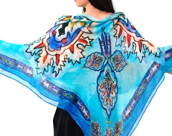 Armenian Wearable Art Scarf & Shawl, KOMITAS Heritage Design — Silk, Modal or Chiffon, Armenian Gift for Her, Gift Boxed