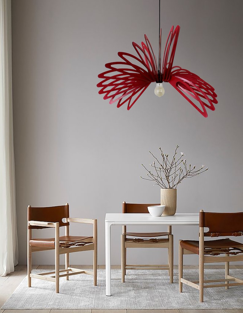 Modern Pendant Light Hanging Light Chandelier Lamp Shade Ceiling Wood Light Fixture Modern Hanging Light Dining Bedroom Wood Light Discount image 5