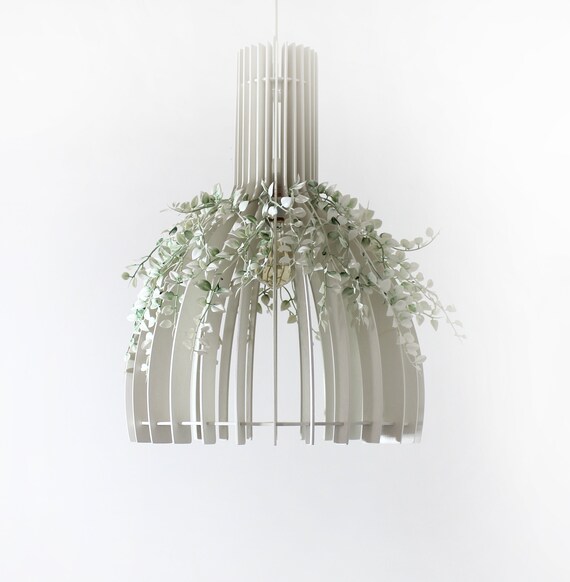Bride Large Wooden With Artificial Plants Hanging Lamp Etsy