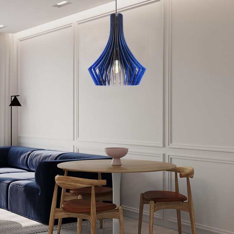 navy blue pendant light, dining lighting design, modern lighting
