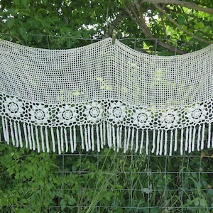 Antique French hand worked  shelf  / mantle curtain / pelmet ( post to USA suspended until further notice)