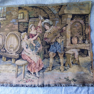 Vintage French tapestry wall hanging panel. (post to USA suspended until further notice)
