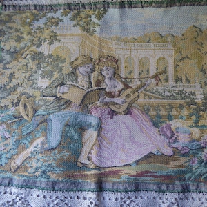 Vintage French tapestry panel with hand worked border. ( post to USA suspended until further notice)