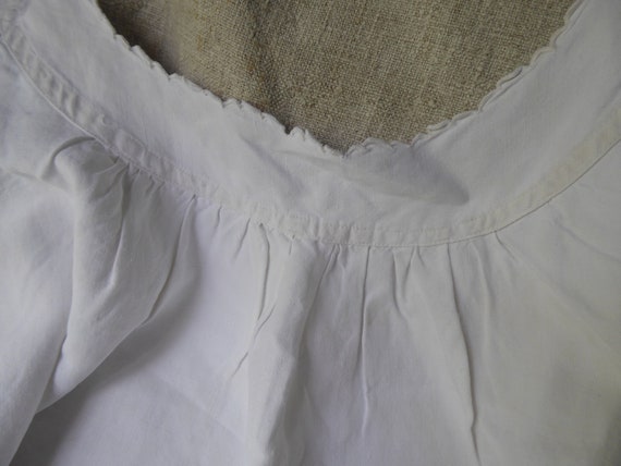 Antique French linen shift chemise nightwear hand… - image 8